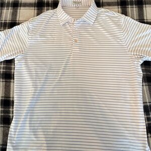 Peter Millar White and Blue Striped Polo Shirt